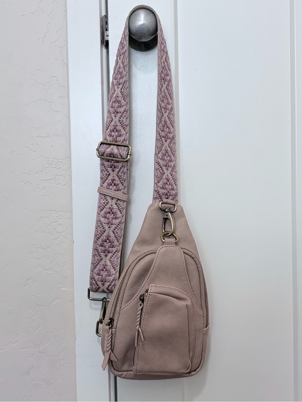 Antik Kraft Tasha Webbing Strap Sling Bag Crossbody Rose